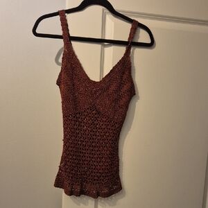 Elegant Brownish Red Knit Women's Top
